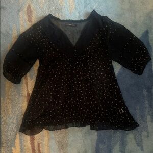 Hazel Black Sheer Polka Dot Blouse